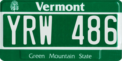 VT license plate YRW486