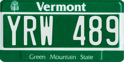 VT license plate YRW489