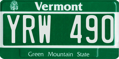 VT license plate YRW490
