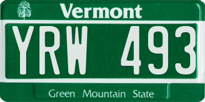 VT license plate YRW493