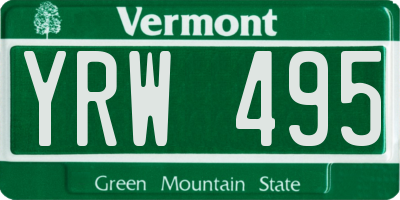 VT license plate YRW495