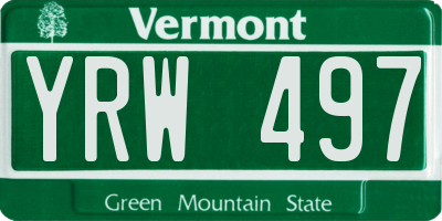 VT license plate YRW497