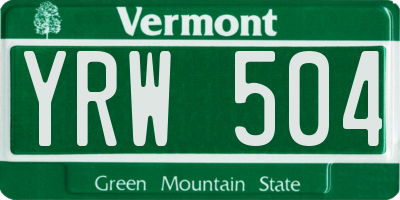 VT license plate YRW504