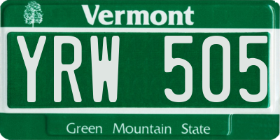 VT license plate YRW505