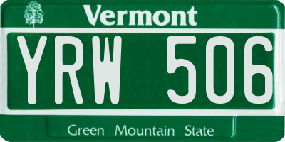 VT license plate YRW506