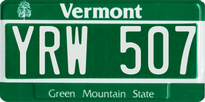 VT license plate YRW507