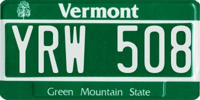 VT license plate YRW508