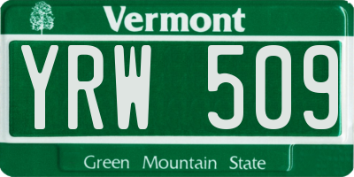 VT license plate YRW509