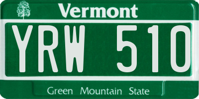 VT license plate YRW510