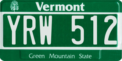 VT license plate YRW512