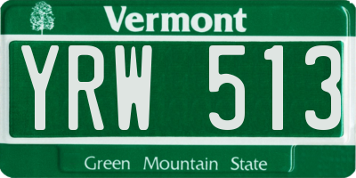 VT license plate YRW513