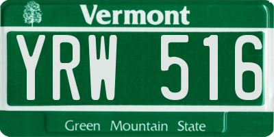 VT license plate YRW516
