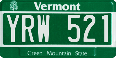 VT license plate YRW521