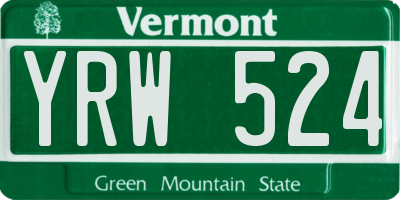 VT license plate YRW524