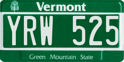 VT license plate YRW525