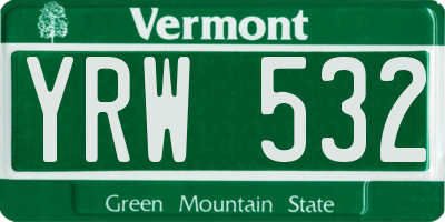 VT license plate YRW532