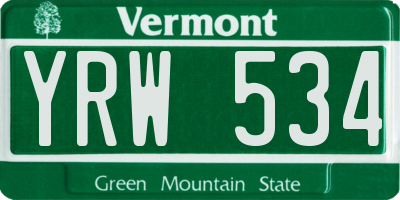 VT license plate YRW534