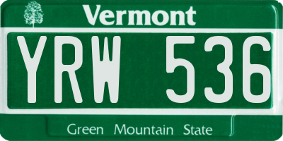 VT license plate YRW536