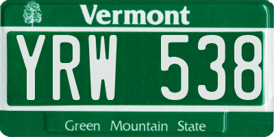 VT license plate YRW538