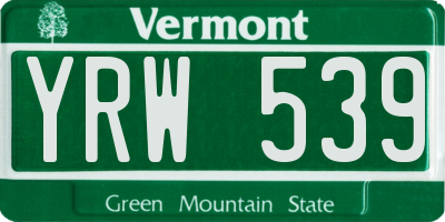 VT license plate YRW539