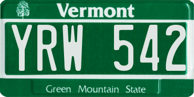 VT license plate YRW542