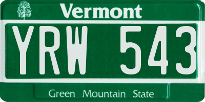 VT license plate YRW543