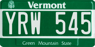 VT license plate YRW545