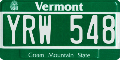 VT license plate YRW548