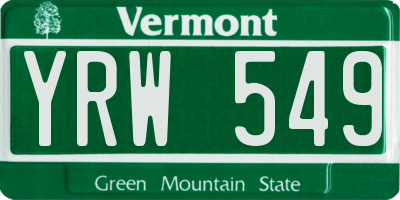 VT license plate YRW549