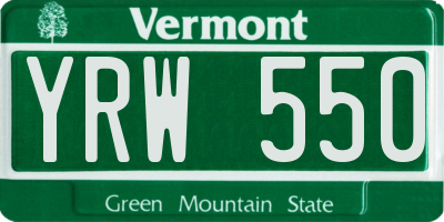 VT license plate YRW550