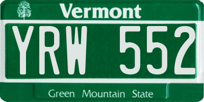 VT license plate YRW552
