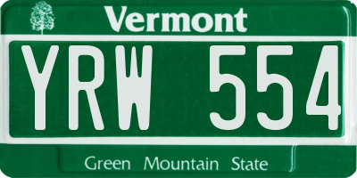 VT license plate YRW554