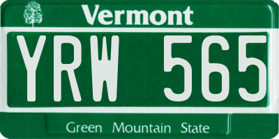 VT license plate YRW565