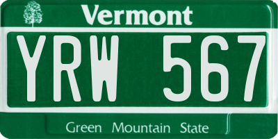 VT license plate YRW567