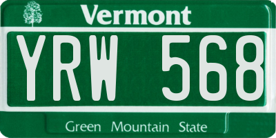 VT license plate YRW568