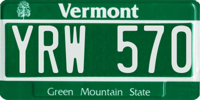 VT license plate YRW570