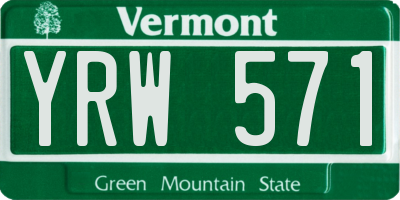VT license plate YRW571