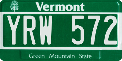 VT license plate YRW572