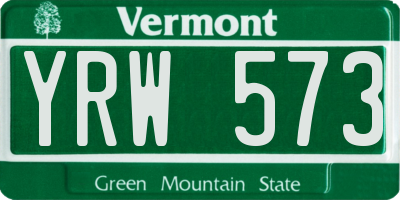 VT license plate YRW573