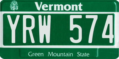 VT license plate YRW574