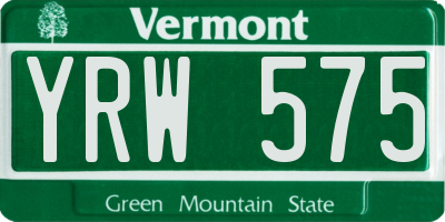 VT license plate YRW575