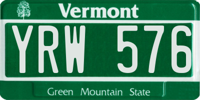 VT license plate YRW576