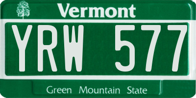 VT license plate YRW577