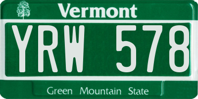 VT license plate YRW578