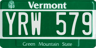 VT license plate YRW579