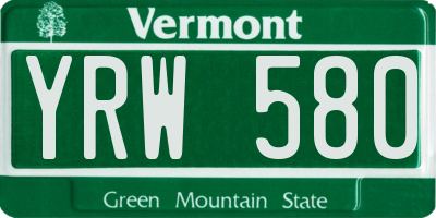 VT license plate YRW580