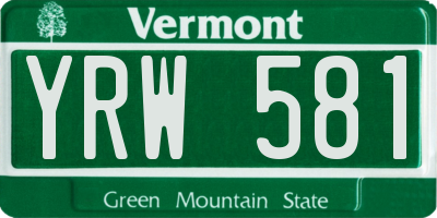 VT license plate YRW581