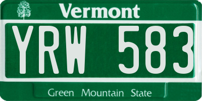 VT license plate YRW583