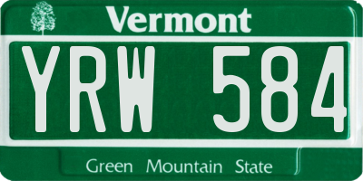VT license plate YRW584