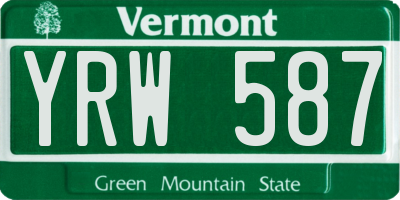 VT license plate YRW587